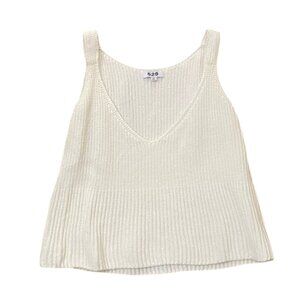 525 America Creamy White Cotton Rib Knit Tank Top Sweater Womens Size XS